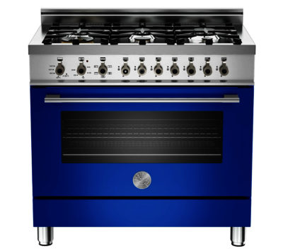 BERTAZZONI  Professional 90 Dual Fuel Range Cooker - Blue & Stainless Steel